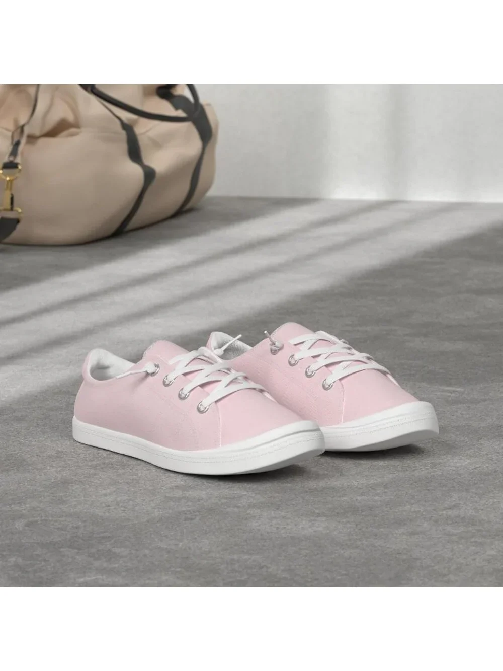 Womens Pink Canvas Slipon Canvas Sneaker Low Top Walking Shoes Fashion Sneakers